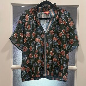 THML Floral Blouse in Green and Blue